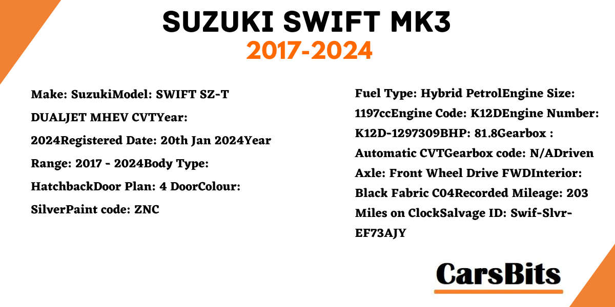 Suzuki Swift MK3 2017-2024 Front Left Window Regulator With Motor 83430-52R00 - Image 2
