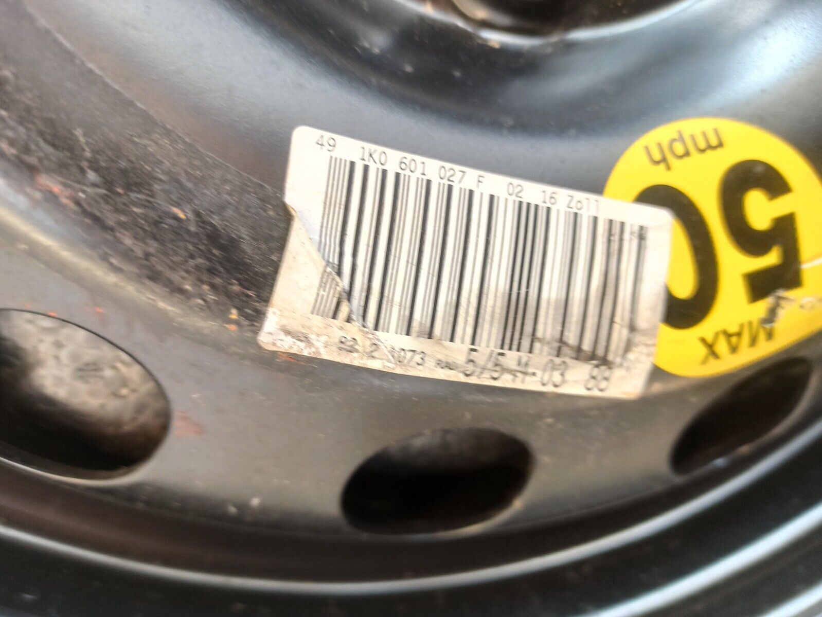 2007 VW Golf 16 Inch Spare wheel And Jack Kit T125/70D16 96M - Image 7