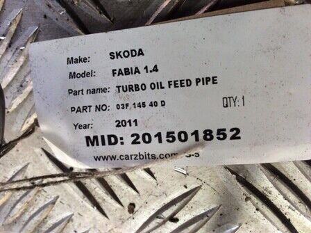 SKODA FABIA 1.4 TURBO OIL FEED PIPE 03F14540D - Image 3