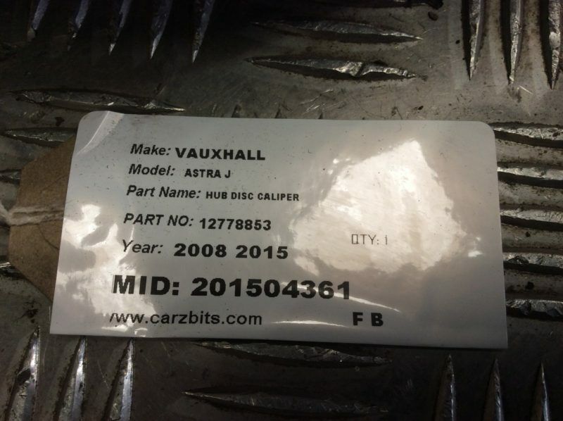 Vauxhall Astra J 2009-2016 Hub Disc Caliper 12778853 - Image 5