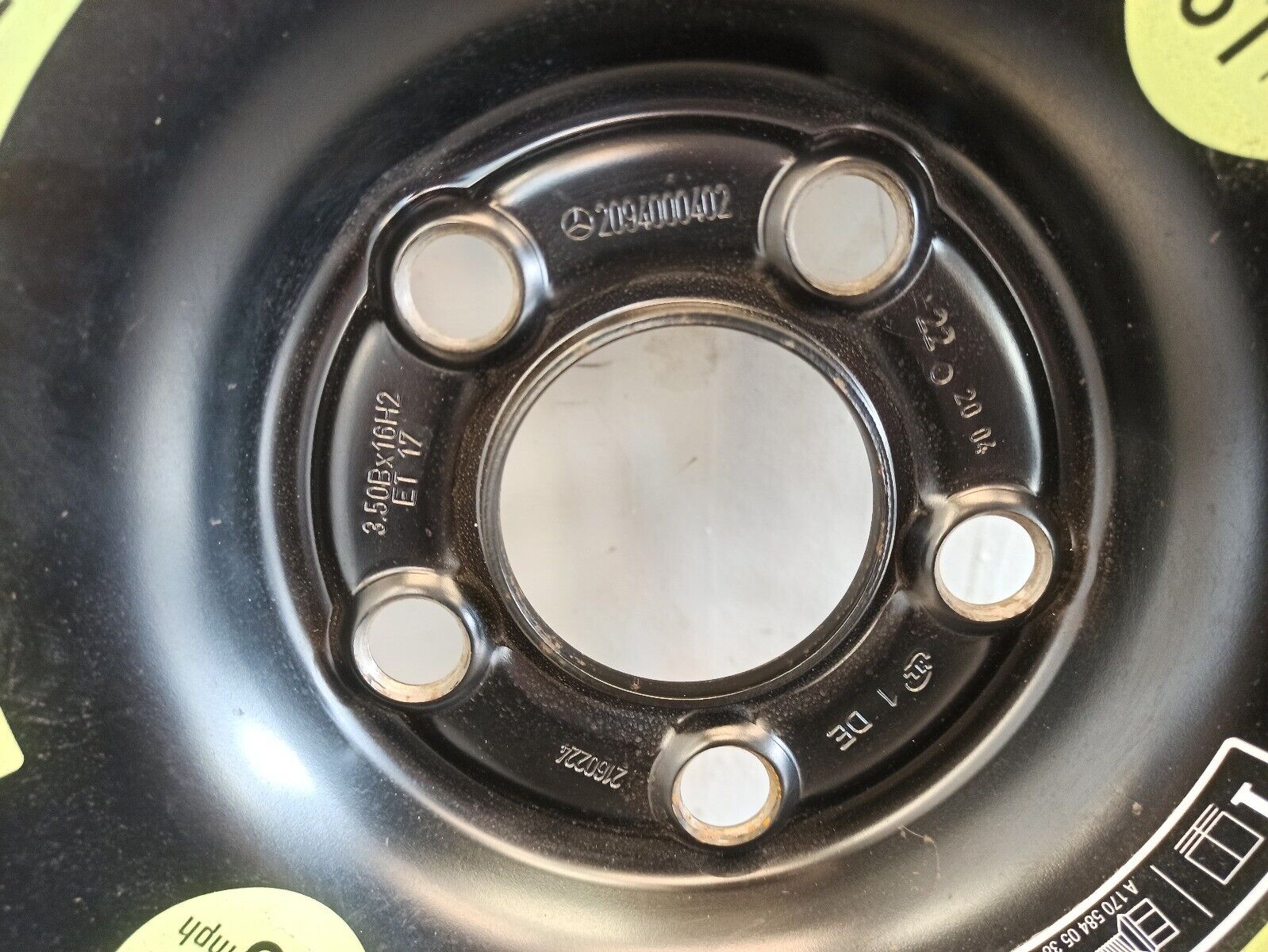 2007 Mercedes Benz C Class W203 16 Inch Spare Wheel T125/90R16 98M - Image 3