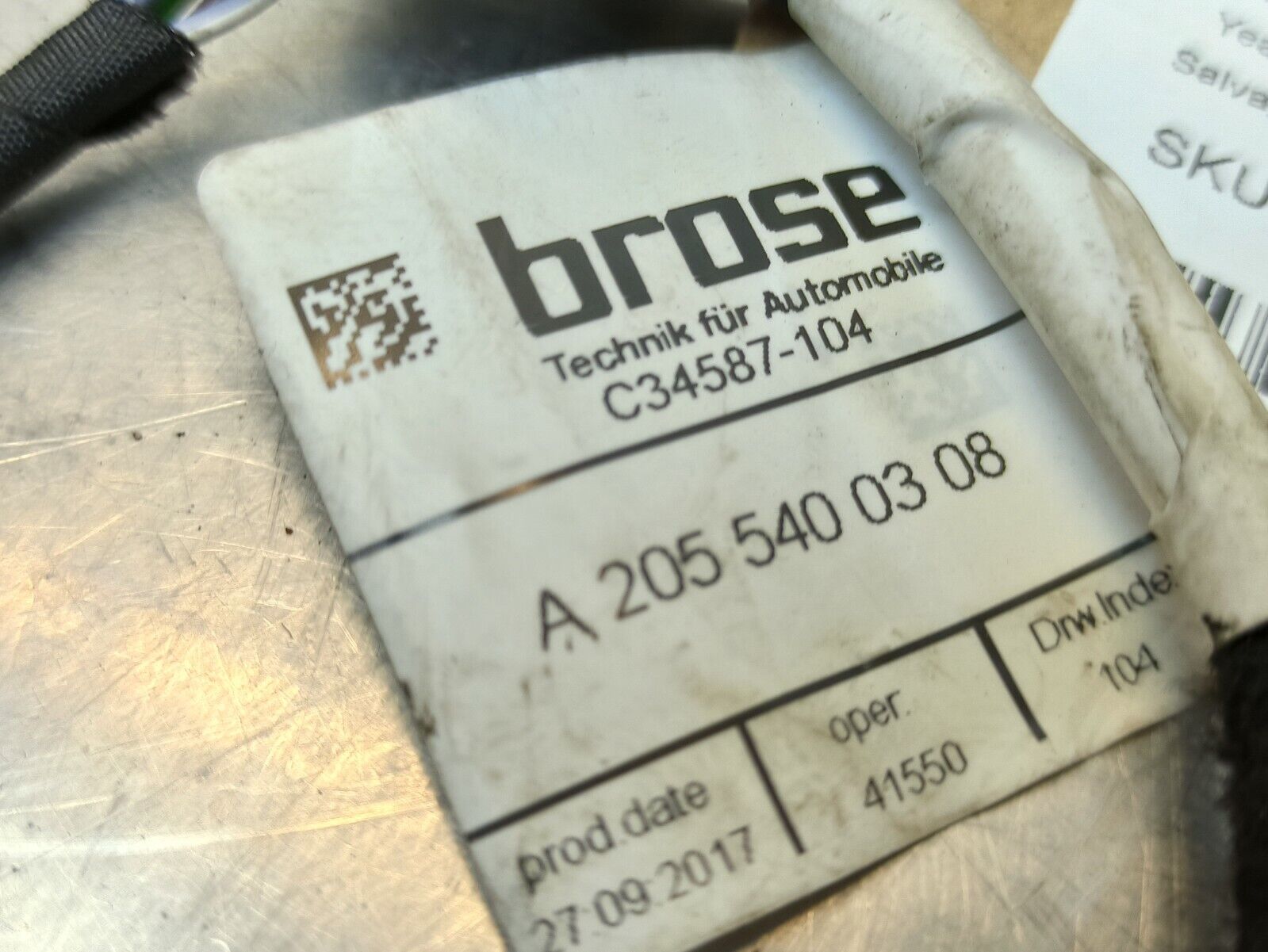 MERCEDES-BENZ 2014-2020 C200 W205 AMG Interior Door Wiring Loom A2055400308 - Image 3