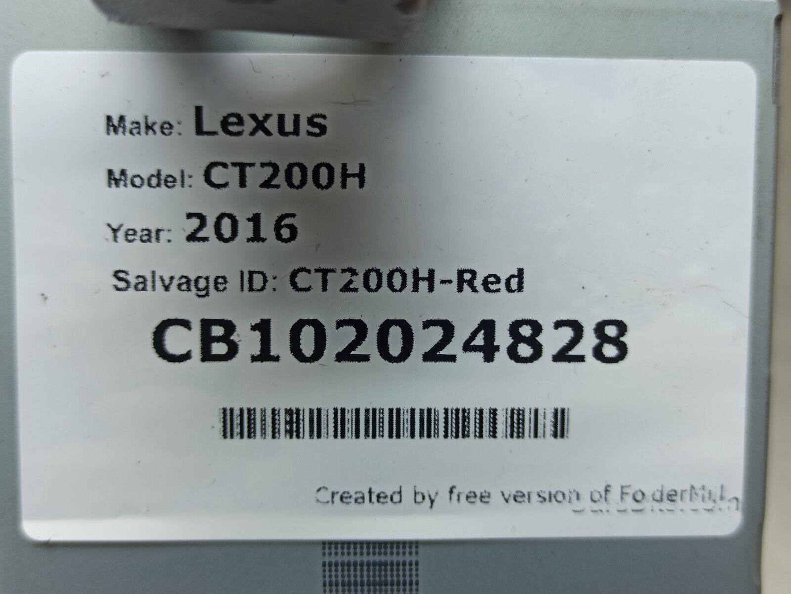 Lexus CT200H 2013-2017 Multimedia Communication Control Module Head ...