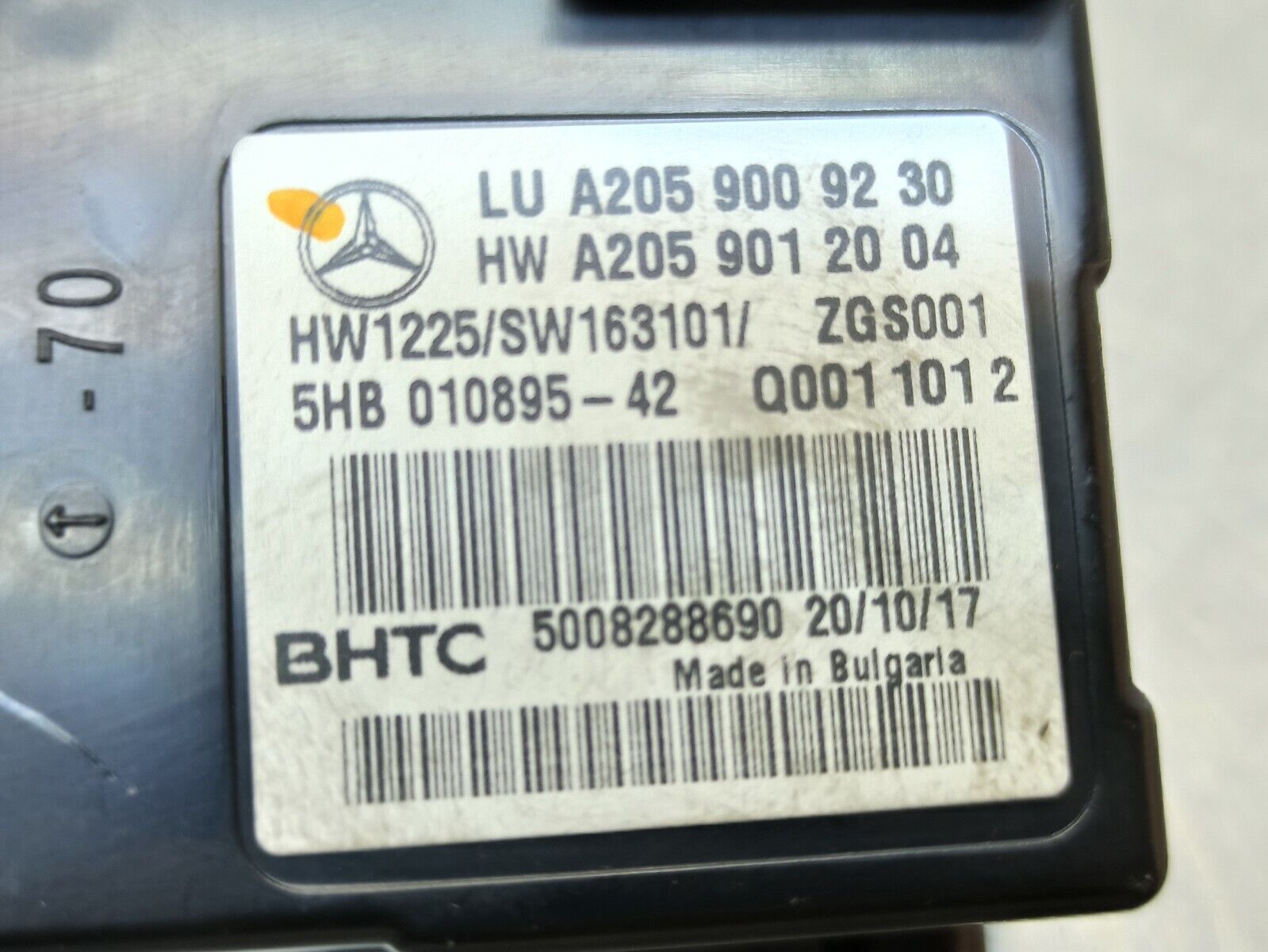 MERCEDES-BENZ 2014-2020 C200 W205 AMG Air Conditioner Control ECU A2059009230 - Image 5