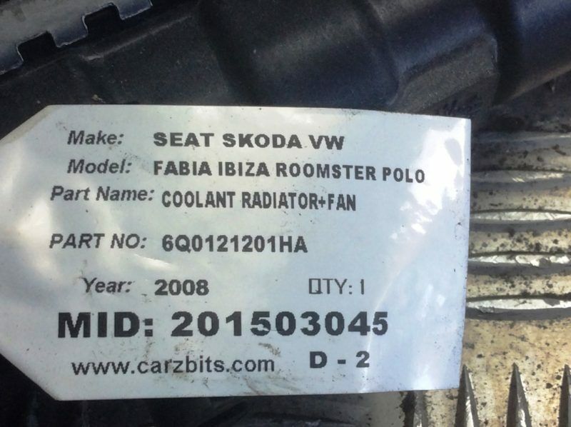 SEAT SKODA VW FABIA IBIZA ROOMSTER POLO COOLANT RADIATOR+FAN 6Q0121201HA ... - Image 7