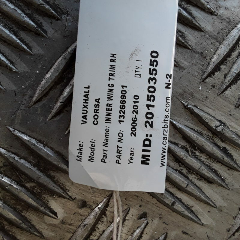 Vauxhall Corsa Inner Wing Trim RH 13266301 2006-2010 - Image 3