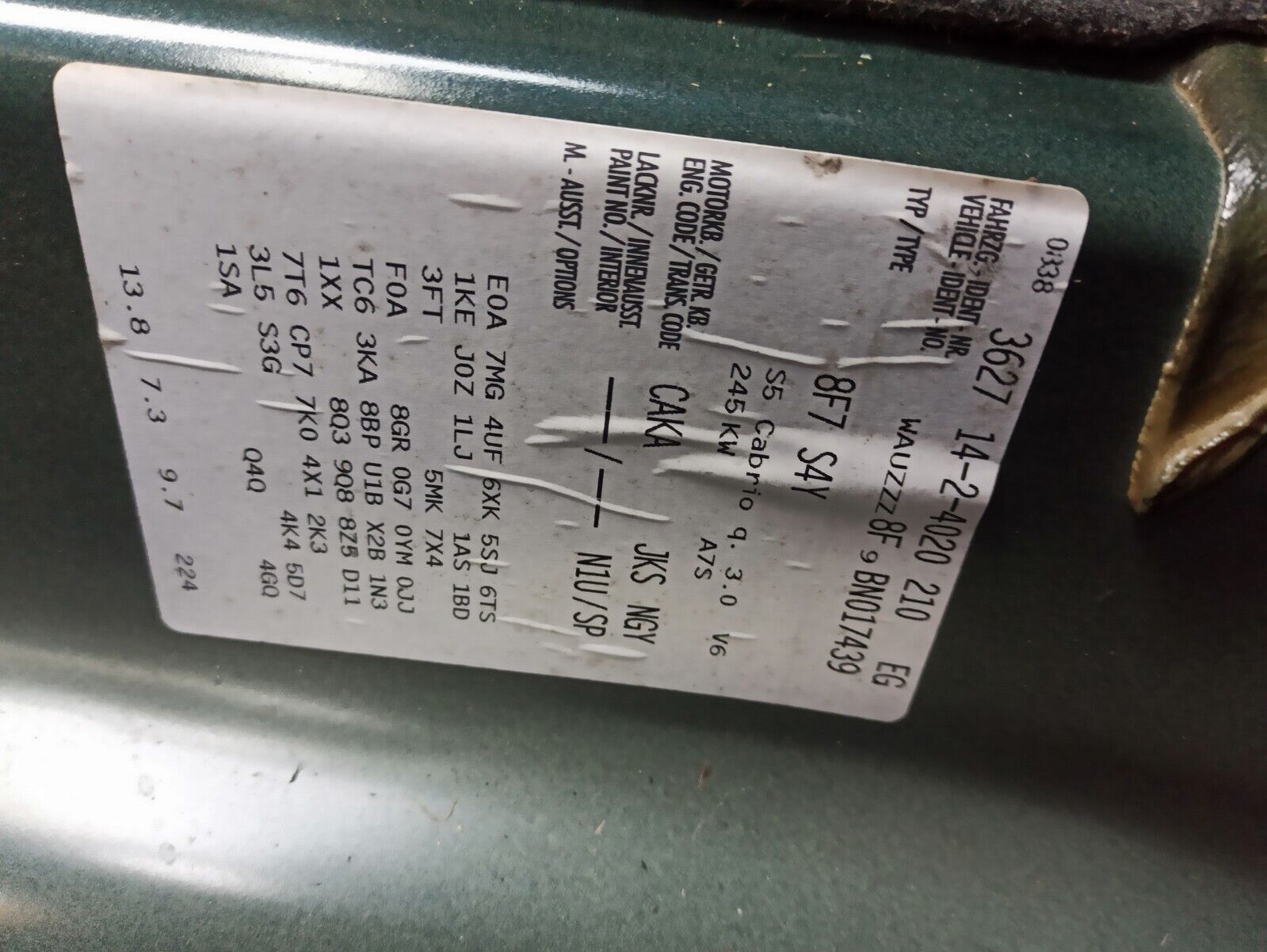 Audi S5 8F 2011-2017 Convertible Side Skirt Sill Cover in Blue  